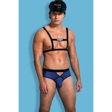 Sunspice 3pc Mens Police Set Black Blue S-M
