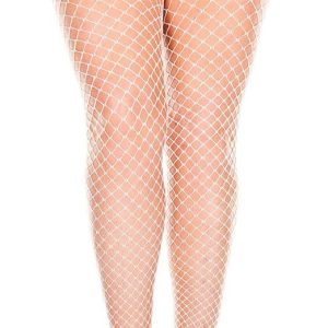 Music Legs Diamond Net Pantyhose One Size White