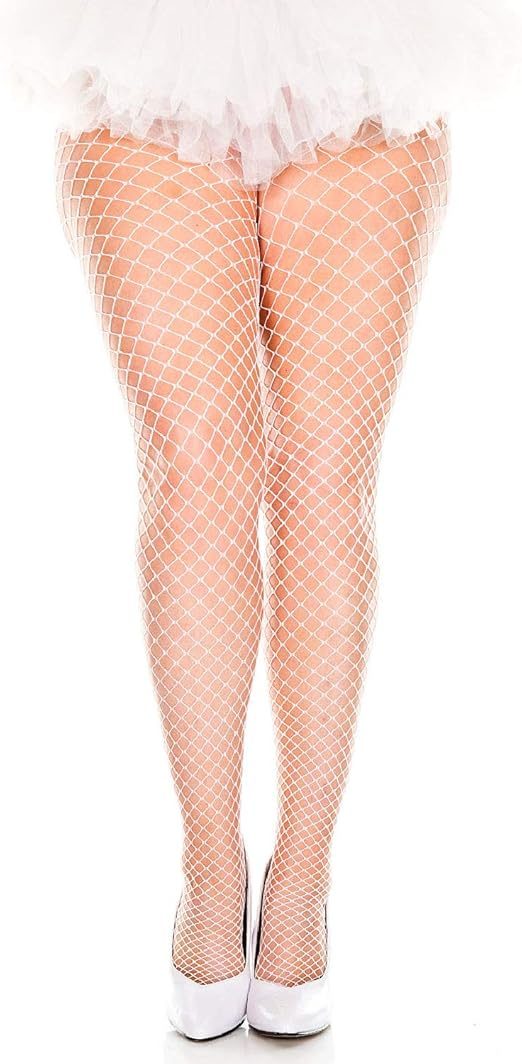 Music Legs Diamond Net Pantyhose One Size White