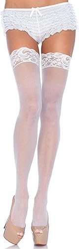 Music Legs Sheer Thigh High Plus Size White – view 2