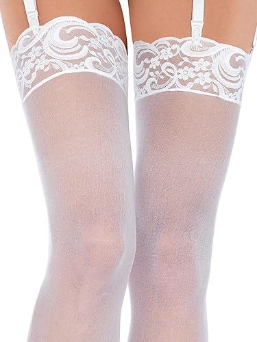 Music Legs Sheer Thigh High Plus Size White