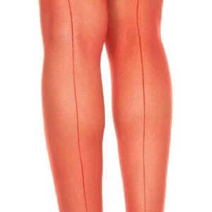 Music Legs Silicone Lace Top Sheer Thigh High One Size Red