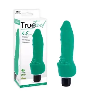 True Feel 6.5 Inch Ribbed Vibrator Green