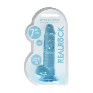 Realrock Crystal Clear Dildo With Balls 7 Inch Blue