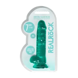 Realrock Crystal Clear Dildo With Balls 7 Inch Turquoise