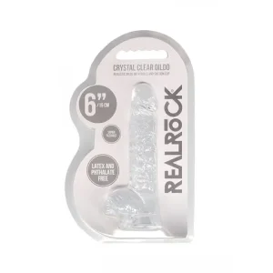 Realrock Crystal Clear Dildo With Balls 6 Inch Clear