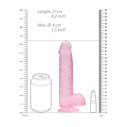 Realrock Crystal Clear Dildo With Balls 8 Inch Pink – view 3