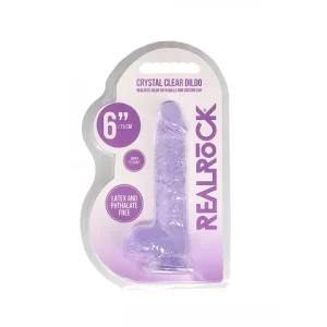 Realrock Crystal Clear Dildo With Balls 6 Inch Purple