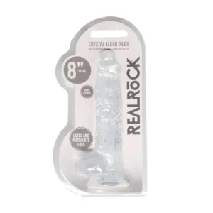 Realrock Crystal Clear Dildo With Balls 8 Inch Clear
