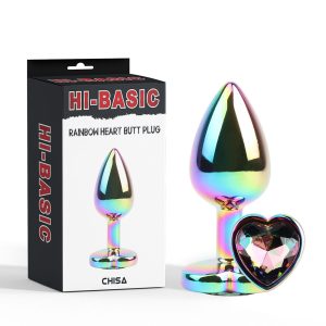 Hi-Basic Rainbow Heart Butt Plug 2.8 Inch
