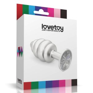 Lovetoy Metal Ribbed Butt Plug Medium Blue Gem