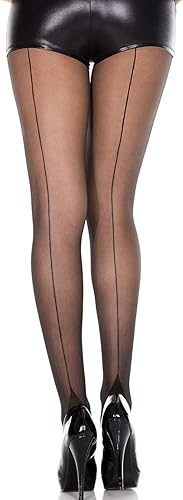 MUSIC LEGS BACKSEAM & CUBAN HEEL PANTYHOSE BLACK ONE SIZE