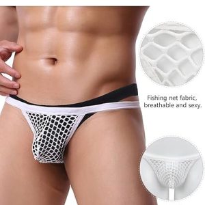 Mens Fishnet G String White L