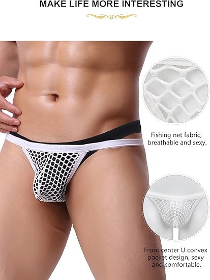Mens Fishnet G String White XL