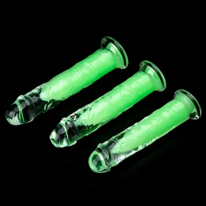 Glow in the Dark Dildo No Balls Green S