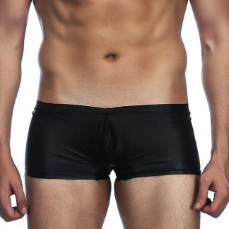 Mens PU Leather Shorts Black M