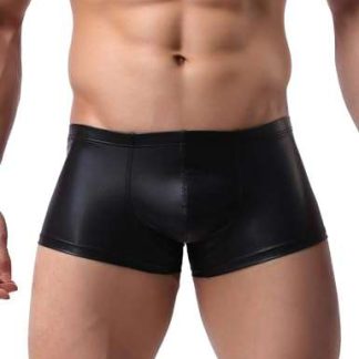 One Size Black Men's Pu Boxer