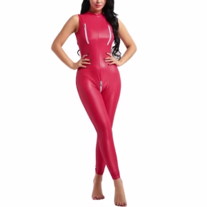 Red Pu Suit With Zip