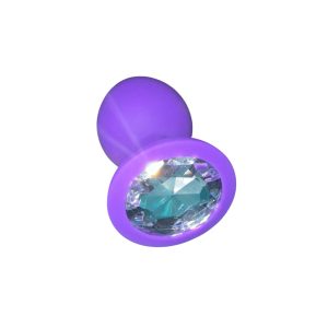 Silicone Jeweled Anal Plug Large- Purple