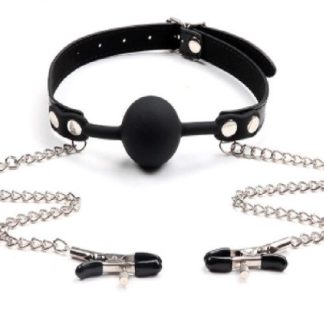 HW BALL GAG & NIPPLE CLAMPS BLACK