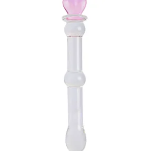 HW Pink Heart Handle Glass Dildo
