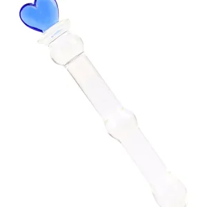 HW Blue Heart Handle Glass Dildo