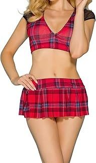 SUNSPICE RED TARTAN SKIRT & TOP S-M