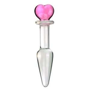 HW Glass Anal Plug Pink Heart