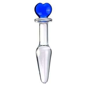 HW Glass Anal Plug Blue Heart