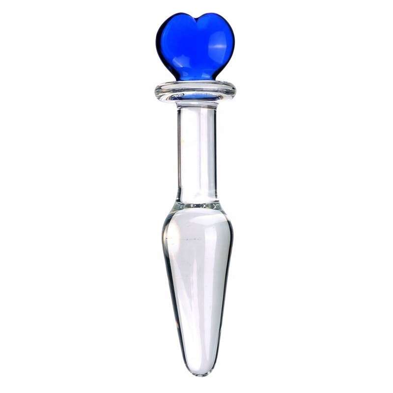 HW Glass Anal Plug Blue Heart