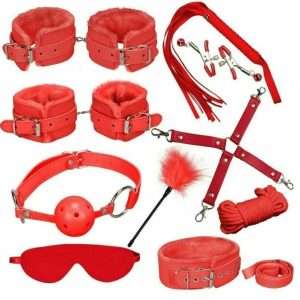 HW 10 Pce Bondage Kit Red