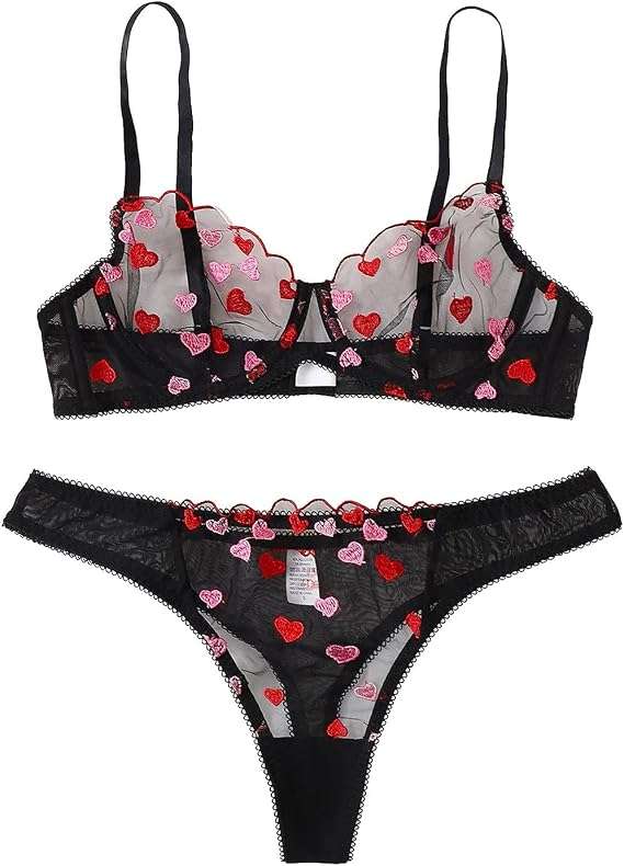 Size S Heart Bra & Undies – view 3