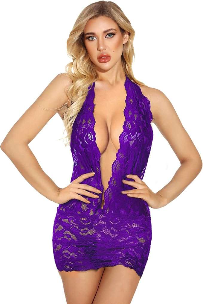 Honey Onesize Purple Lace Dress