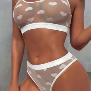 Size XL White Lace Heart Set