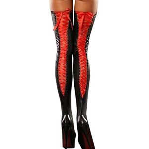 Onesize Pu Lace Up Leather Stockings Red
