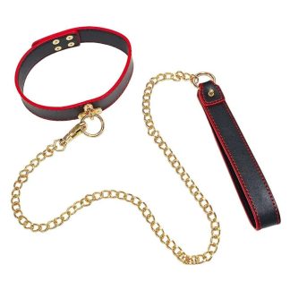 HW PU Collar with Chain Red