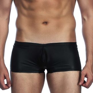 Mens PU Leather Shorts Black L