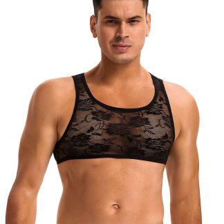 Men Lace Top Black S