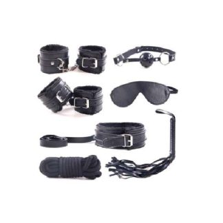 HW 7 Pce Bondage Kit Black Large