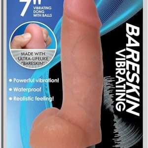 Jock 8 Inch Bareskin Vibrating Dong  Vanilla With Balls