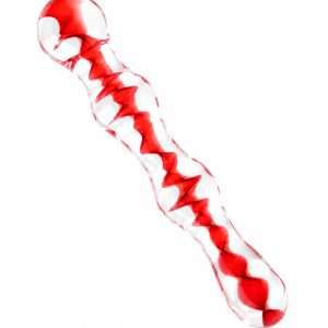 HW Hourglass Glass Red Swirl Dildo