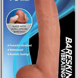 Jock Bareskin Vibrating Dildo 10 Inch Vanilla with Balls