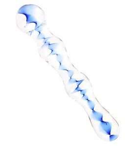 HW Hourglass Glass Blue Swirl Dildo