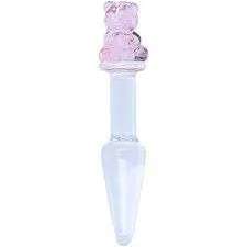 HW Glass Tapered Anal Teddy Dildo Pink