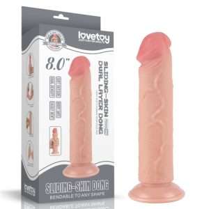 Lovetoy Sliding Skin Dual Layer Dong No Balls 8 Inch Flesh