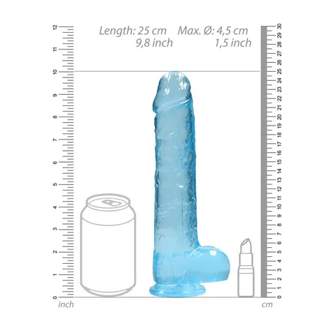 Realrock Crystal Clear Dildo With Balls 9 Inch Blue – view 3