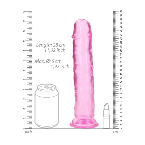 Realrock Crystal Clear Dildo 10 Inch No Balls Pink – view 3