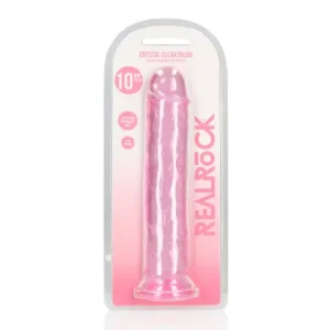 Realrock Crystal Clear Dildo 10 Inch No Balls Pink