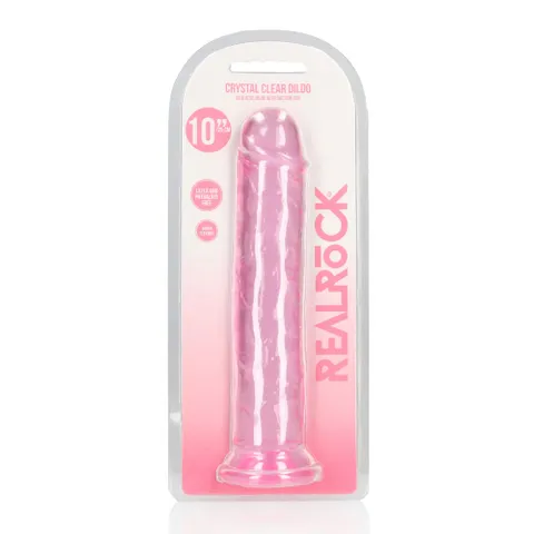 Realrock Crystal Clear Dildo 10 Inch No Balls Pink