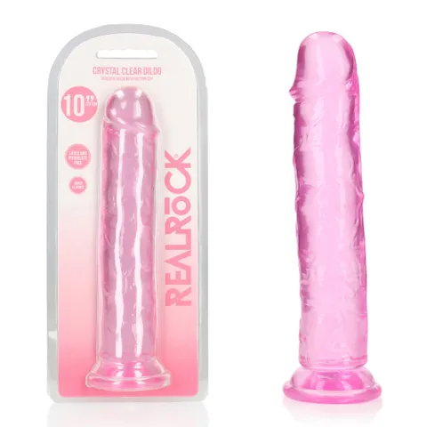 Realrock Crystal Clear Dildo 10 Inch No Balls Pink – view 2